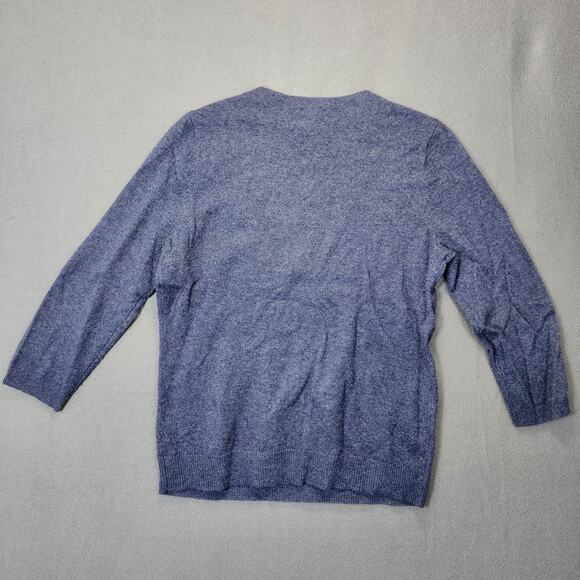 Talbots Womens Cashmere Sweater Medium Blue 3/4 Sleeve Classic Preppy Office Y2K - Picture 2 of 8